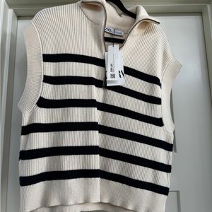 Zara striped sweater vest with zip.